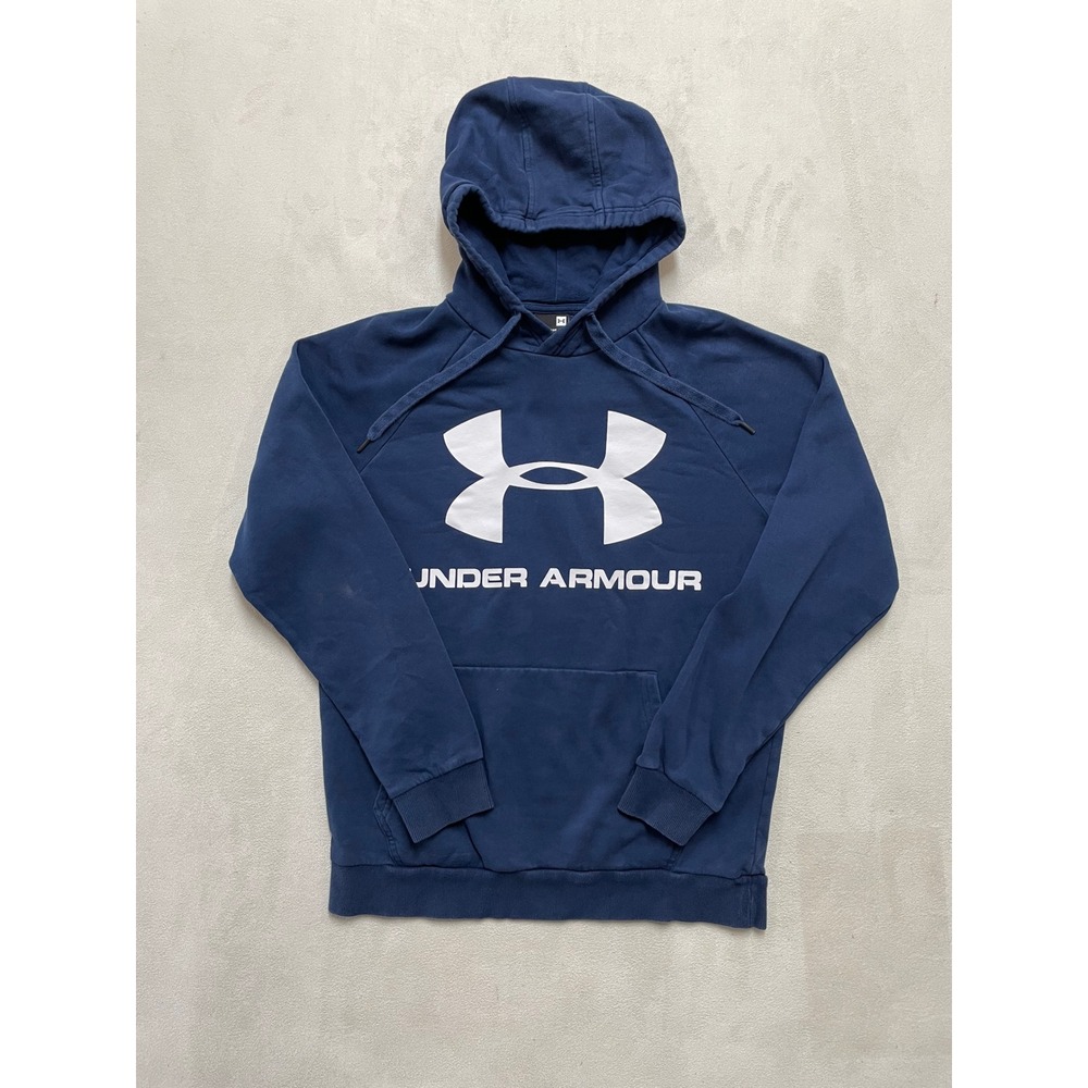 Under Armour Mens Rival Fleece Logo Hoodie Navy Blue Medium Pullover Sweatshirt